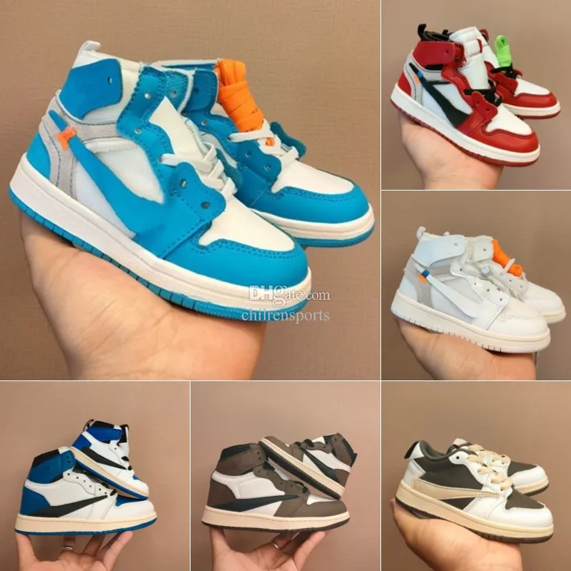 Boys jumpman 1s basketball Kids shoes 1 high shoe baby Children youth kid toddler infants sneaker Chicago designer blue black trai''gg'' TaB