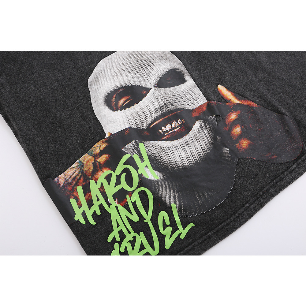 Men's T-Shirts Graphic Printed Washed Cotton Men's T-shirt Summer Off Shoulder Shirts Harajuku Man Hip Hop Streetwear Oversized Loose Top Te