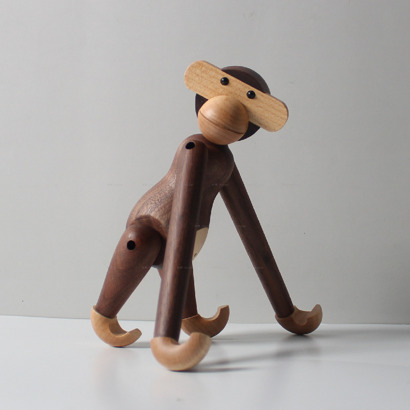Decorative Objects Figurines Ornament Solid Wood Monkey Home Decoration Creative Festival Gift Black Walnut Gibbon Pendant Wooden Crafts 230812