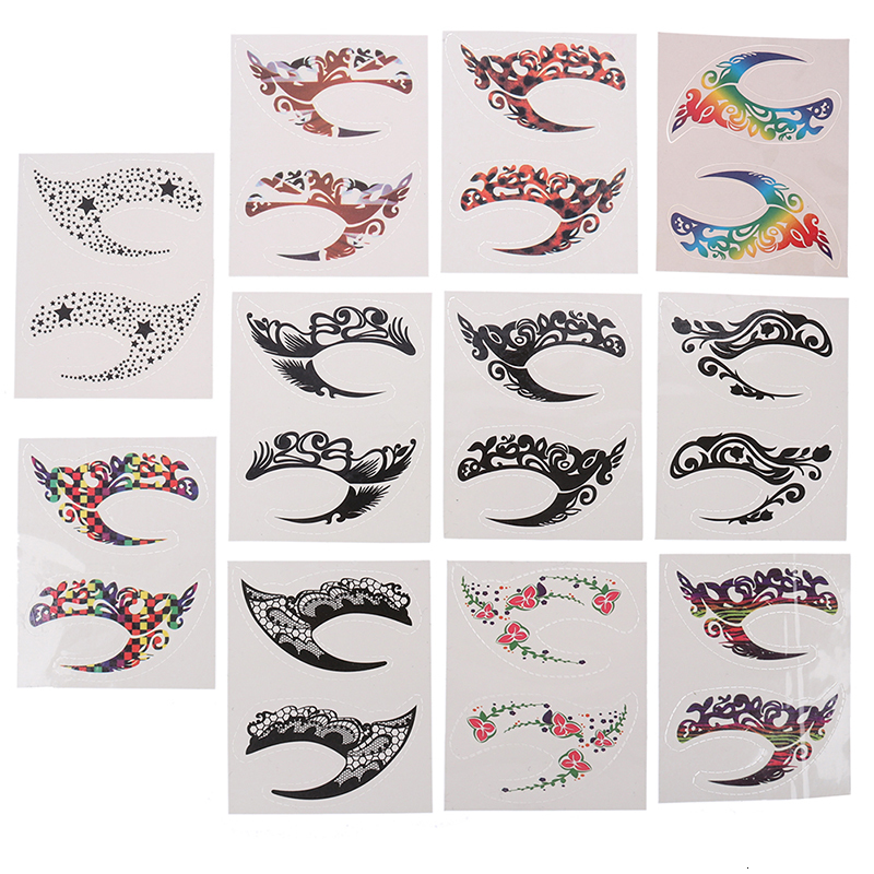 Temporary Tattoos 1Pairs Eye Tattoo Stickers DIY Waterproof Flash Disposable Eyeshadow Eyeliner Face Sticker Halloween Makeup Tool 230812