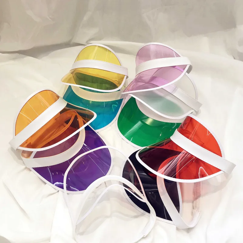 Fashion Transparent Sun Visor Hat Creative Clear Plastic Empty Top Cap Outdoor Travel Beach Sunscreen Sun HatZZ