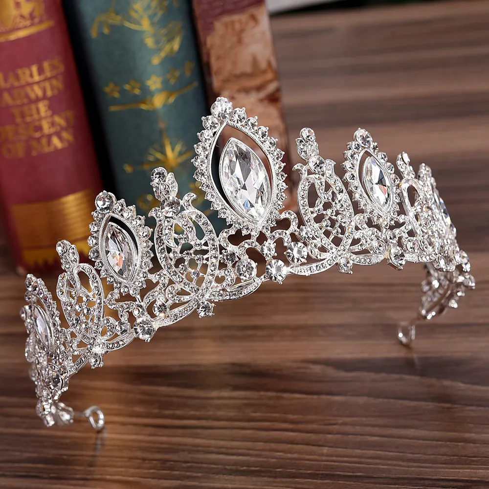 Headpieces Princess Crystals Wedding Crown Bridal Tiaras Baroque Queen King Clear Royal Blue Red Rhinestone Bridal TiaraZZ
