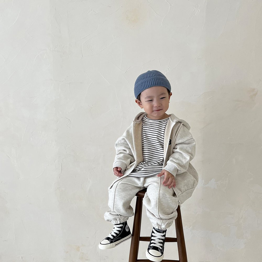 Clothing Sets 2023 Baby Casual Tracksuit Children Boys Cotton Zipper Hooded Jacket Jogger Pants Set 2Pcs Sets Kids Girls Leisure Sport Suit 230814