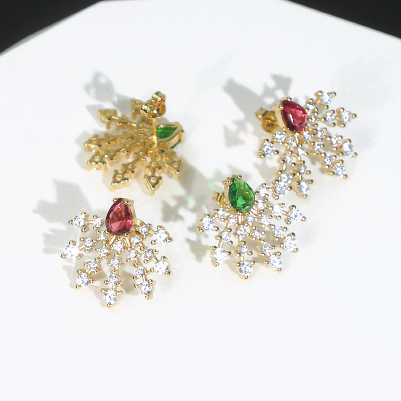 Snowflake Water Drop Zircon Earrings: Full Iced Out Bg Pave CZ Fashion Hip Hop Jewelry for Women 82ca