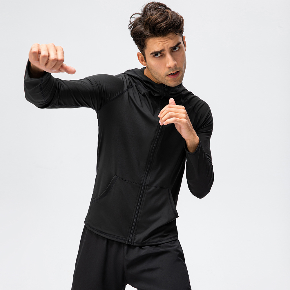 L98 men Sports Coat Yoga Thin Jogging Jackets Clothing High Waist Gym Activewear Jacket Hooded Long Sleeve Training Clothes Stand Collar