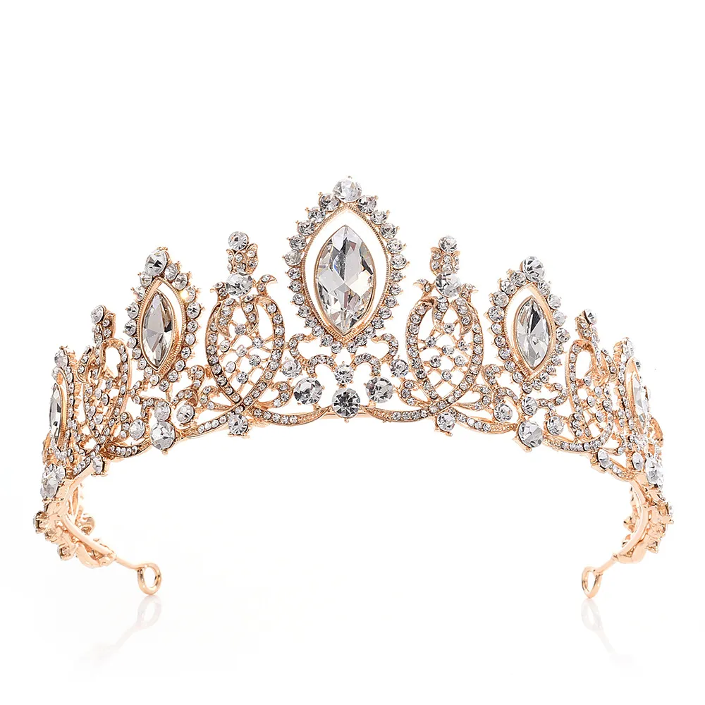 Headpieces Princess Crystals Wedding Crown Bridal Tiaras Baroque Queen King Clear Royal Blue Red Rhinestone Bridal TiaraZZ