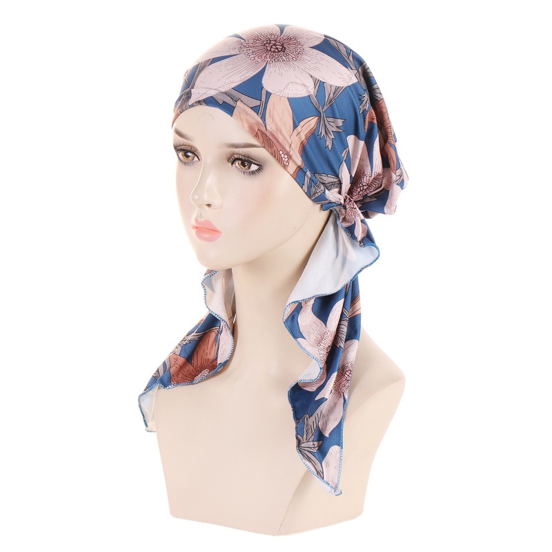 Ramadan Muslim Hijab Caps Women's Headscarf Hat Chemo Hats Hair Care Fashion Lady Print Turban Bonnet Adjustable