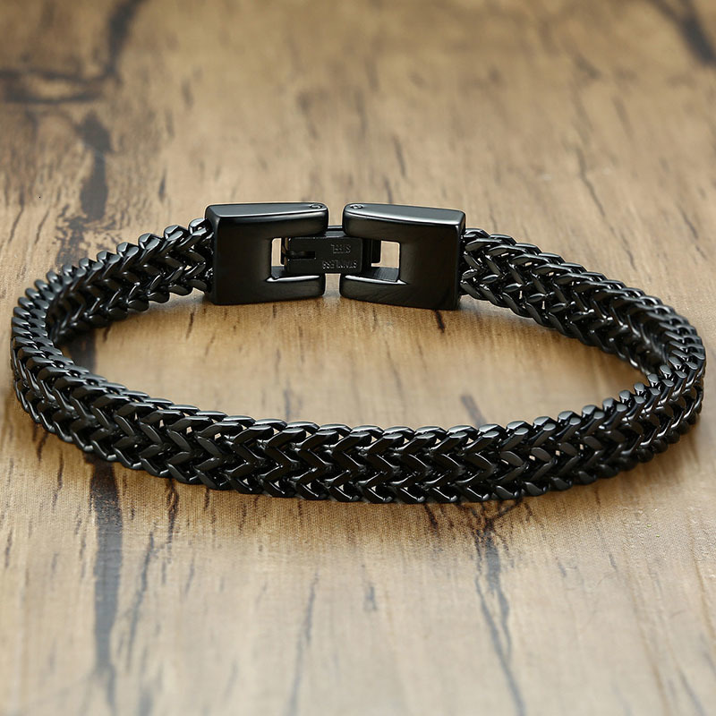 Charm Bracelets Tigrade Mens Stainless Steel Bracelet Braided Rope Chain Bracelets Silver/Gold/Black Color Pulseira Masculina Male Jewelry 230814