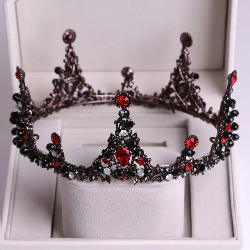 Baroque Black Crystal Big Round Bridal Tiaras Crowns Pageant Prom Diadem Veil Tiara Headband Wedding Accessories ZZ