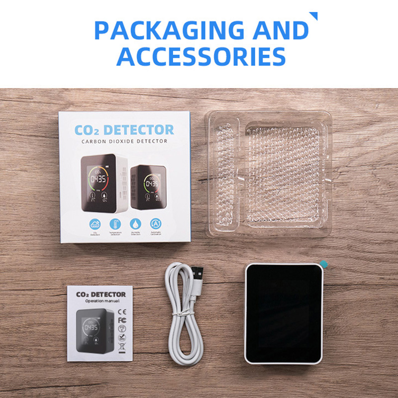 Portable CO2 Air Quality Monitor Gas Detector Carbon Dioxide Temperature Humidity 3 IN 1 Monitor LCD Screen Display