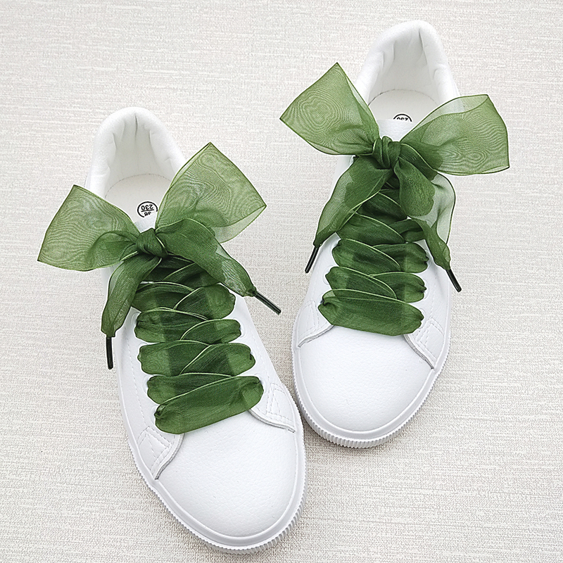 Shoe Parts Accessories 4cm Widened Transparent Chiffon Yarn Shoelaces Flat Silk Big Bow Wide Laces Trend Beauty White Casual Shoes Laces Dropship 2308