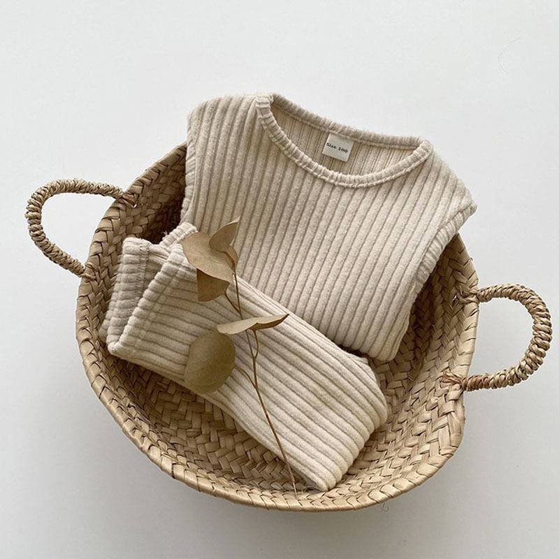 Clothing Sets Spring Toddler Baby Clothes Girls Boys Knit Sweater Tops Leggings Pants Children Pajamas Kids Thermal Underwear For 0 5Y 230814