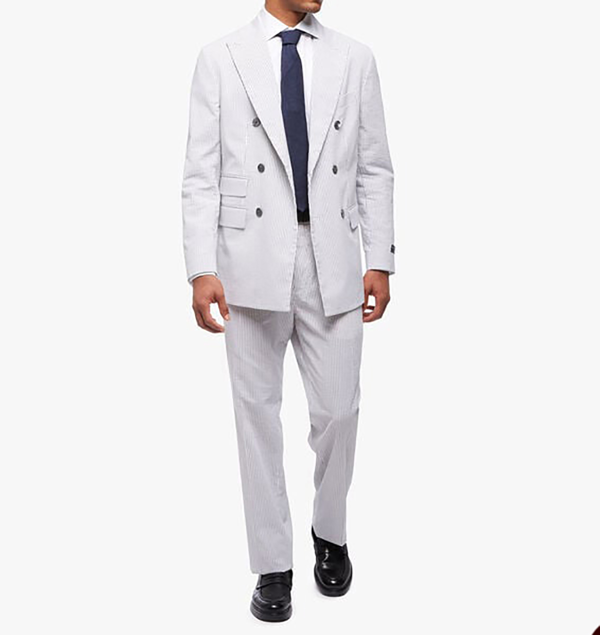 Pinstriped Men Wedding Suits Peaked Lapel Tuxedos Luxury Groom Wear Slim Fit Business Custom Made 2 Pcs Jacket Pants