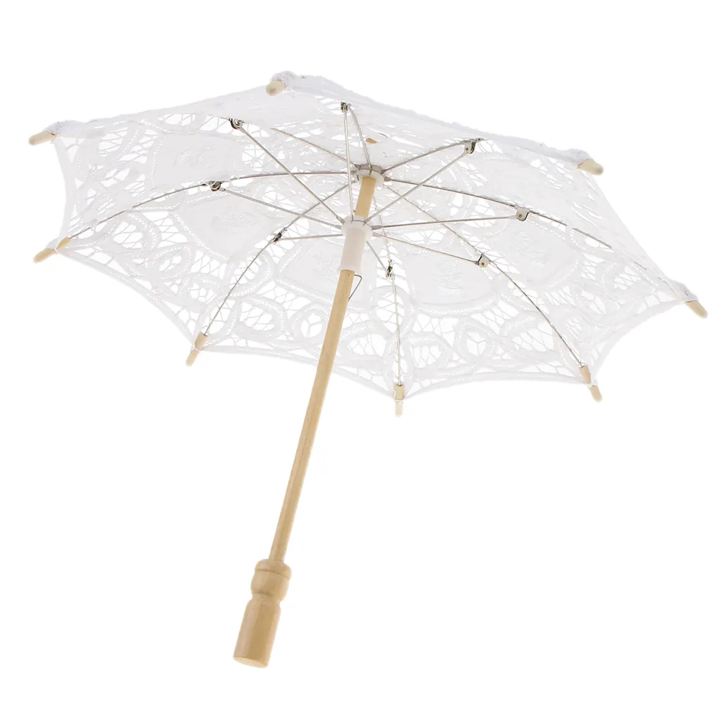 White Vintage Mini Cotton Lace Embroidered Sun Parasol Umbrella Wedding Bridal Flower Girls Umbrella DIY CraftZZ