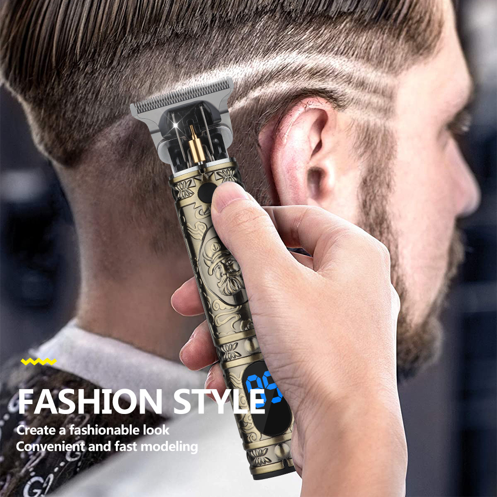 Electric Shavers in Vintage T9 0MM Hair Cutting Machine trimmer Cordless Hair finishing Beard Clipper for men Electric shaver Razors USB 230814