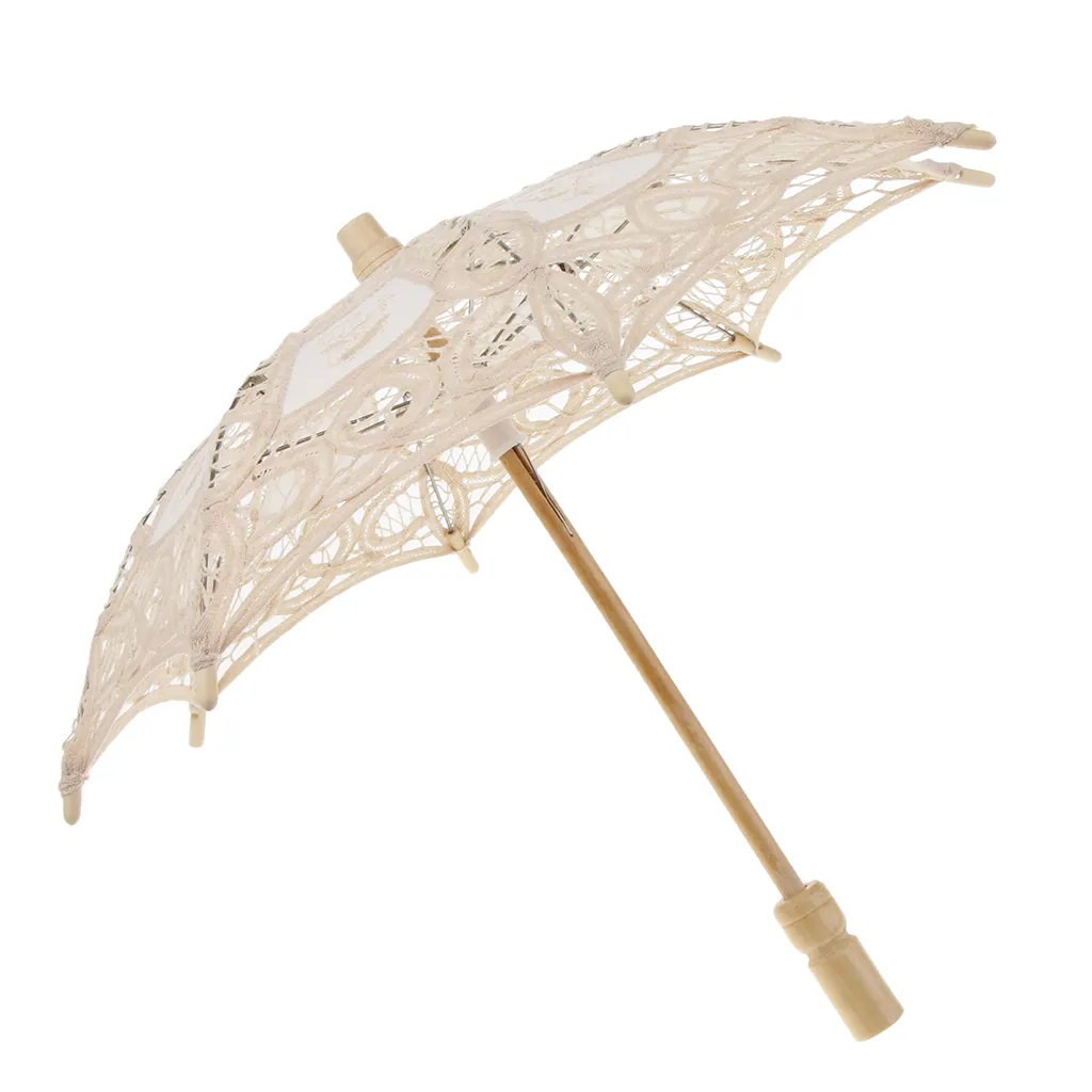 White Vintage Mini Cotton Lace Embroidered Sun Parasol Umbrella Wedding Bridal Flower Girls Umbrella DIY CraftZZ