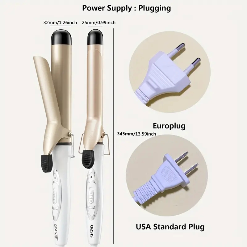 Hair Curling Iron 25mm/32mm Hair Curling Wand Portable Hair Curler Wand For Hair Styling