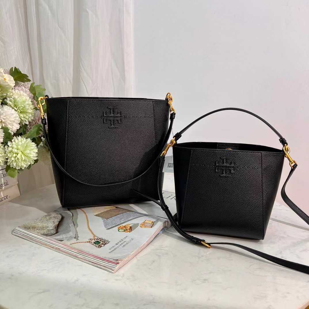 Designer Bag 2024 Early Launch TB Women's Genuine Leather Bucket New Cowhide Litchi Pattern One Shoulder Handbag Tote