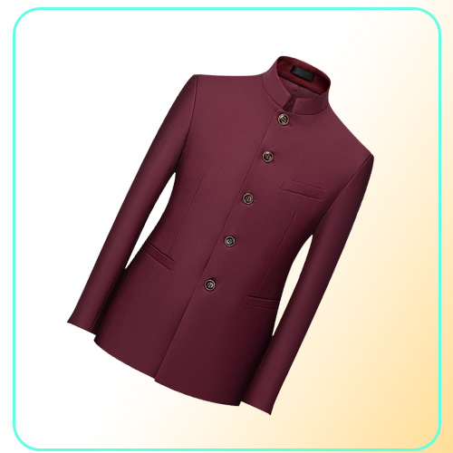 Chinese Stand Collar Men Blazer 6XL Big Size Solid Casual Suit Jacket Slim Fit Mens Wedding Blazers Yellow White Men039s Suits 5977936