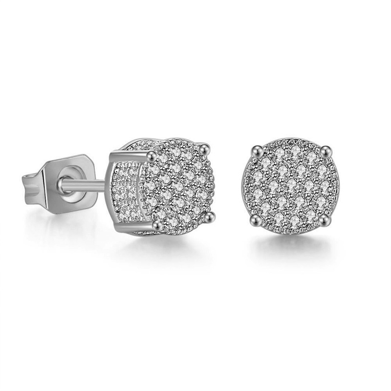 Full Zircon Stud Earrings Designer Jewelry 925 silver Gold filled Square Round Heart Cut CZ Diamond Punk Stud for Men Women Design Body Fine Jewelry G