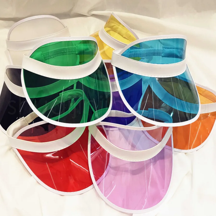 Fashion Transparent Sun Visor Hat Creative Clear Plastic Empty Top Cap Outdoor Travel Beach Sunscreen Sun HatZZ