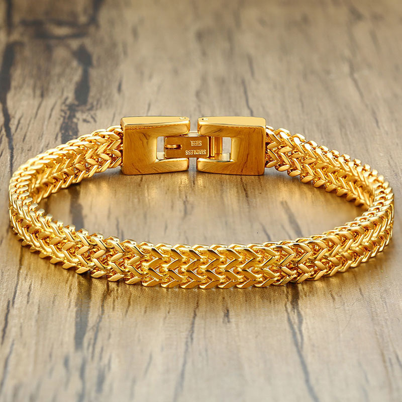 Charm Bracelets Tigrade Mens Stainless Steel Bracelet Braided Rope Chain Bracelets Silver/Gold/Black Color Pulseira Masculina Male Jewelry 230814