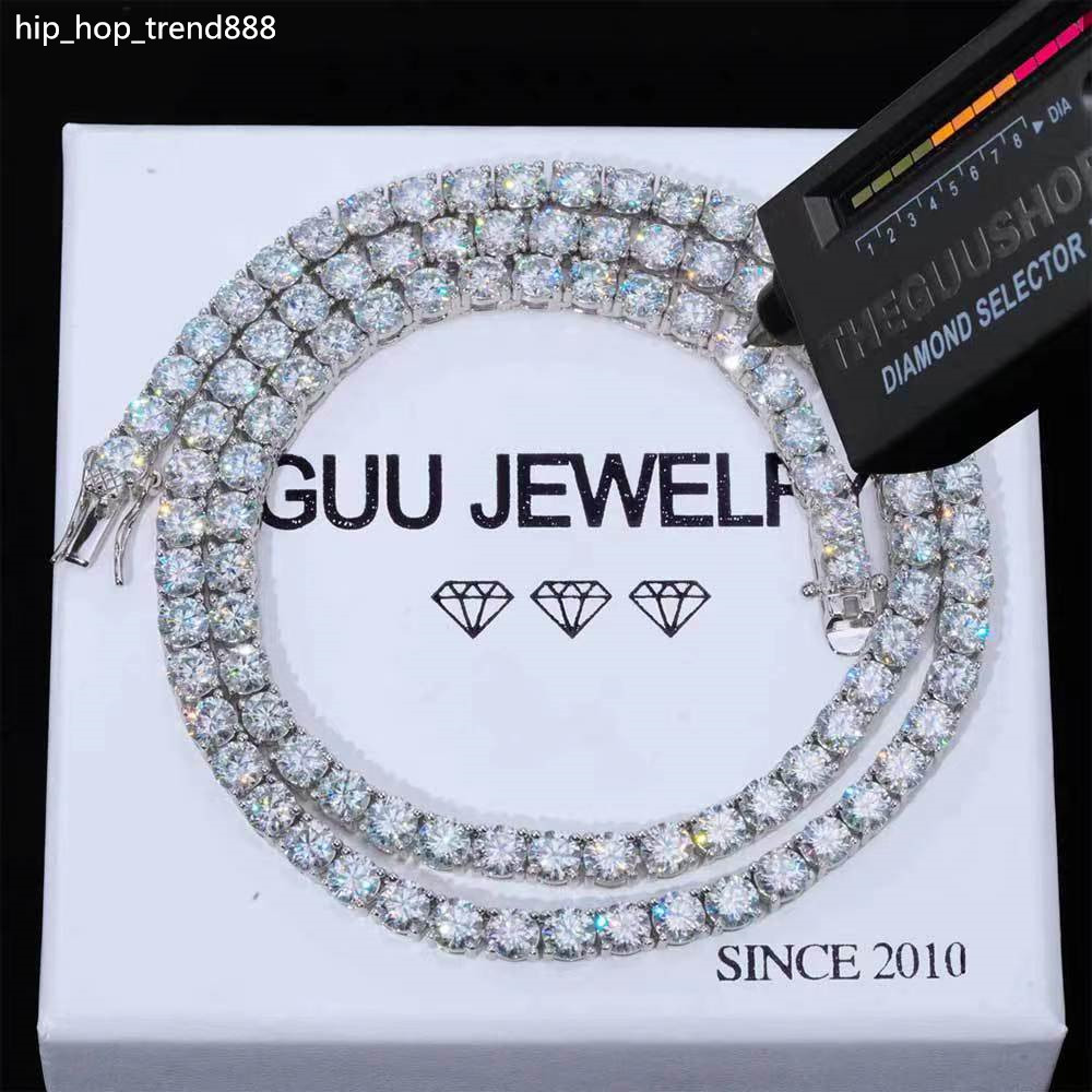 Necklace Tennis Chain moissanite chain bracelet Pass diamond tester Iced Out Bling Moissanite Diamond Hip Hop Jewelry 925 Silver tennis Chain