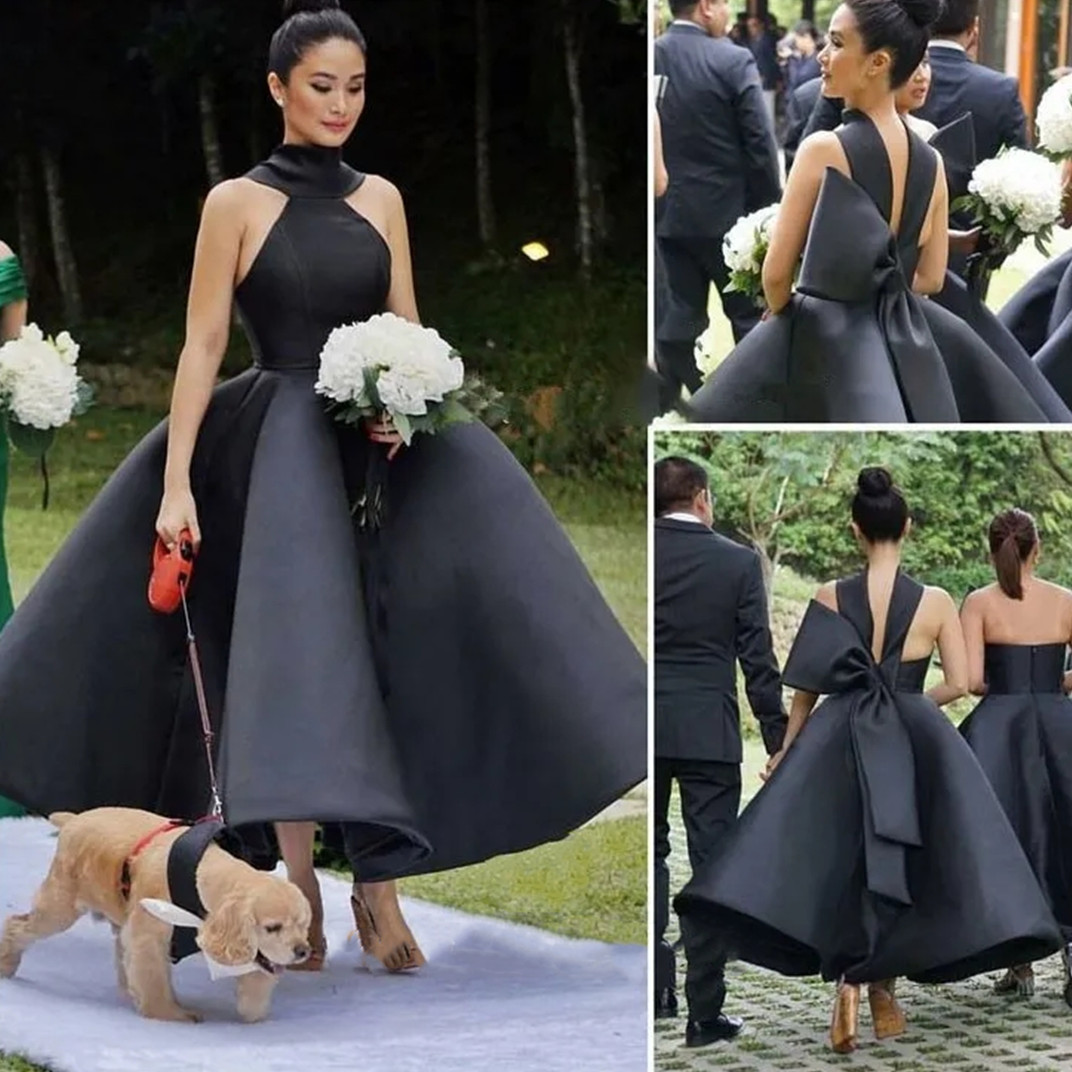 Big Bow Bridesmaid Dresses Muslim Arabic Summer Country Garden Wedding Party Guest Maid Of Honor Gowns Plus Size Custom Made 6660312