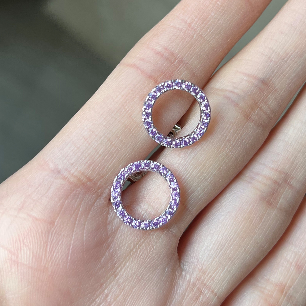 Elegant Hollow Out Round Zircon Stud Earrings in Plated Finish Ideal Wedding Jewellery Accessory