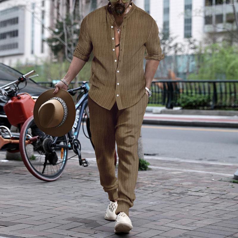 Men's Tracksuits Spring Autumn Casual Two Piece Sets Long Sleeve Tops And Pants Suit 2023 Fashion Stripe Outfit Men Streetwear