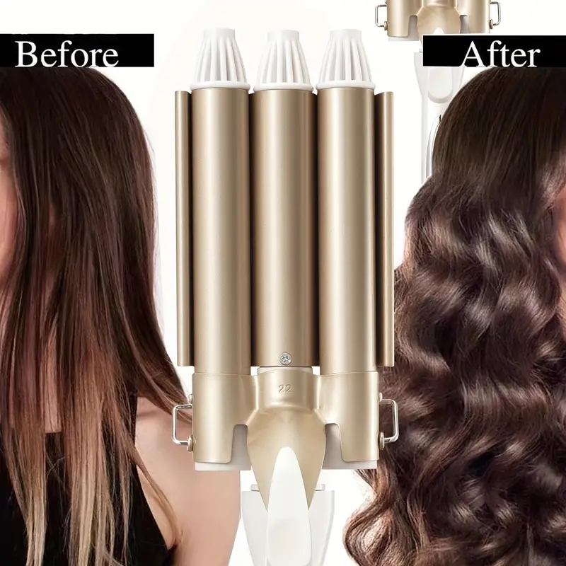 Ceramic Triple Barrel Hair Curling Iron - Professional Hair Styler for Salon-Quality Results