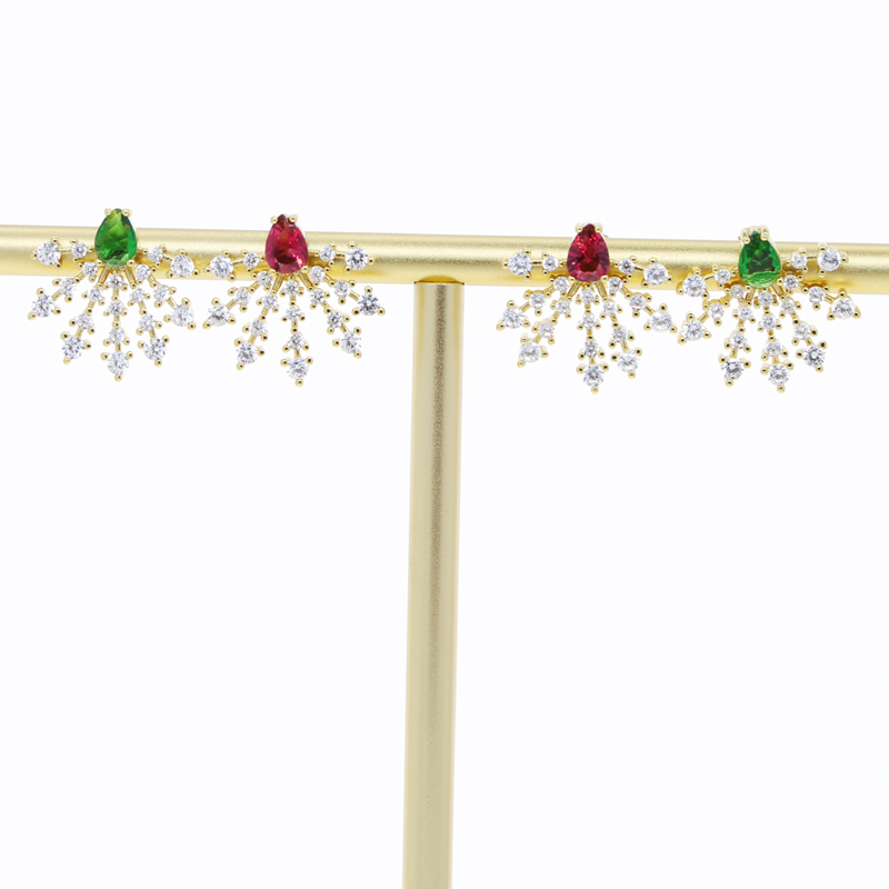 Snowflake Water Drop Zircon Earrings: Full Iced Out Bg Pave CZ Fashion Hip Hop Jewelry for Women 82ca