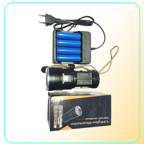 42000 lumens Flashlight 12T6 LED Outdoor high Power waterproof Flash Light for Fishing with 418650 Batterycharger
