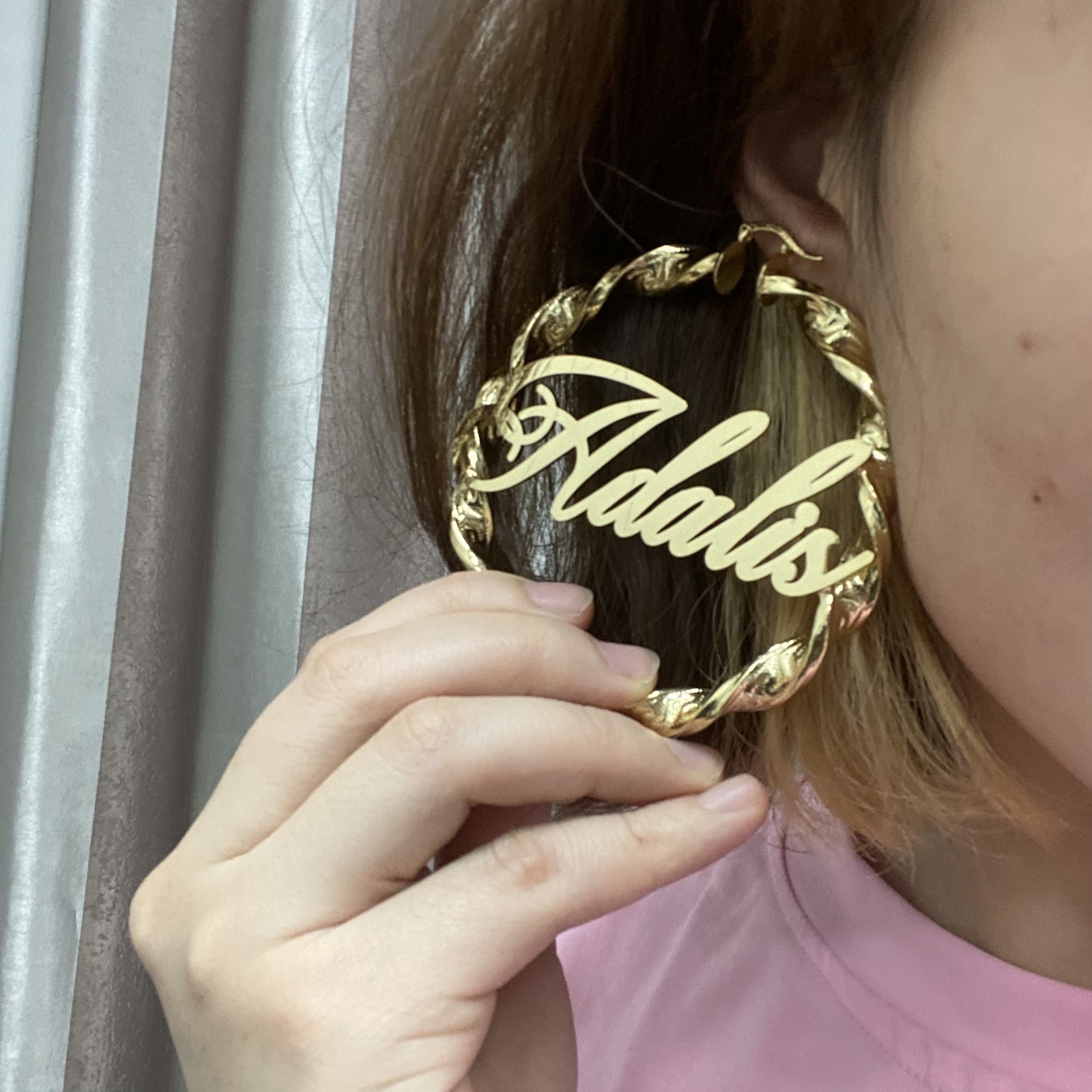 Hoop Huggie Custom Name Earrings Personalized Nameplate Gold Stainless Steel Twist Earring for Women Girls 230814