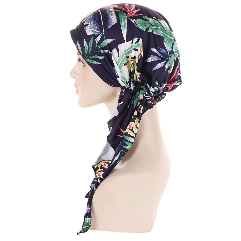Ramadan Muslim Hijab Caps Women's Headscarf Hat Chemo Hats Hair Care Fashion Lady Print Turban Bonnet Adjustable