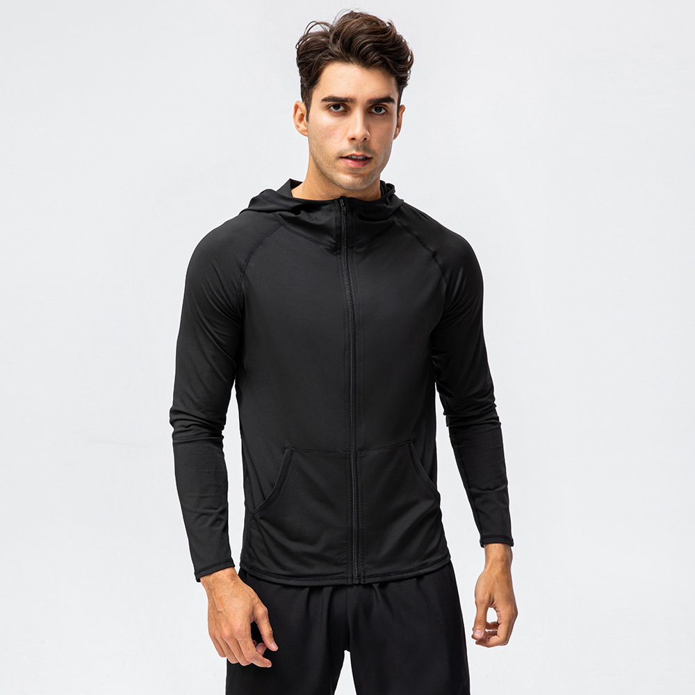 L98 men Sports Coat Yoga Thin Jogging Jackets Clothing High Waist Gym Activewear Jacket Hooded Long Sleeve Training Clothes Stand Collar