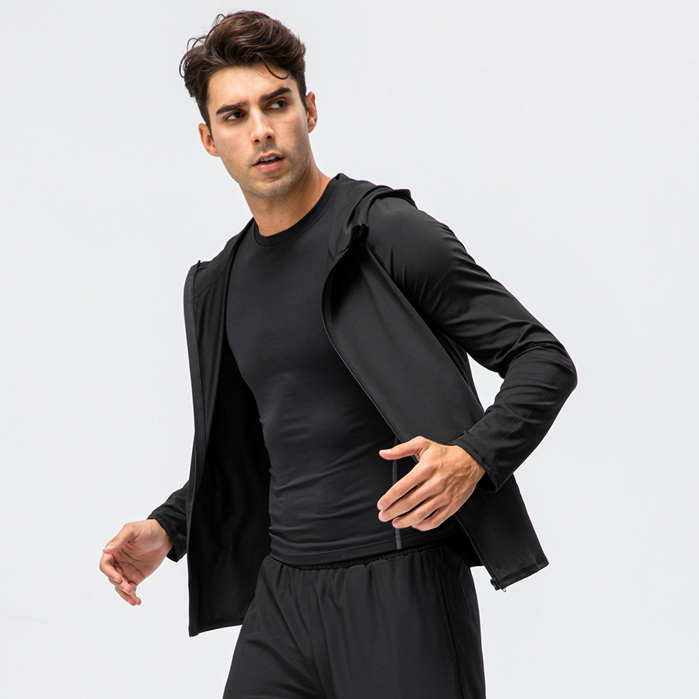 L98 men Sports Coat Yoga Thin Jogging Jackets Clothing High Waist Gym Activewear Jacket Hooded Long Sleeve Training Clothes Stand Collar