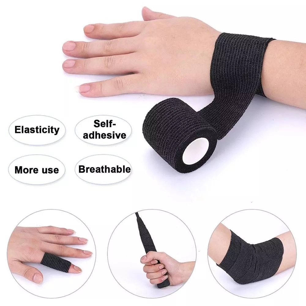 Other Tattoo Supplies 5101520 Black Tattoo Grip Bandage Cover Wraps Tapes Nonwoven Waterproof Self Adhesive Finger Protection Tattoo Accessories 23081