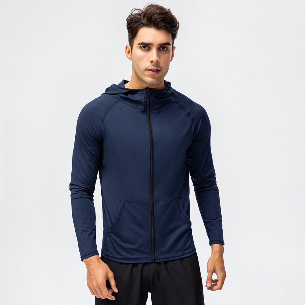 L98 men Sports Coat Yoga Thin Jogging Jackets Clothing High Waist Gym Activewear Jacket Hooded Long Sleeve Training Clothes Stand Collar