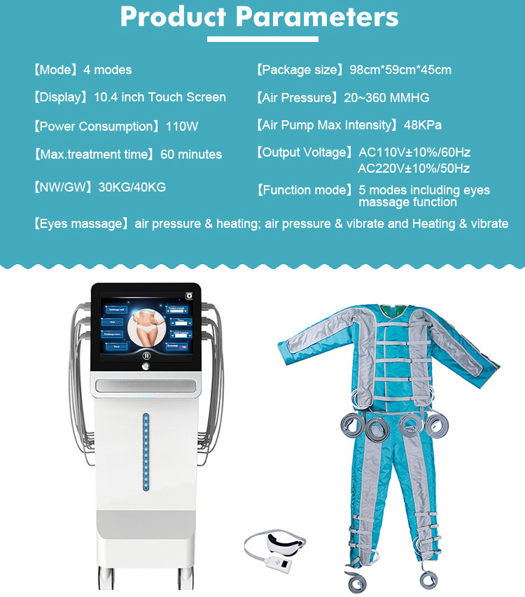 Vertical Air pressure slimming lose weight therapy machine lymph drainage massage pressotherapy detox infrared body slimming machine