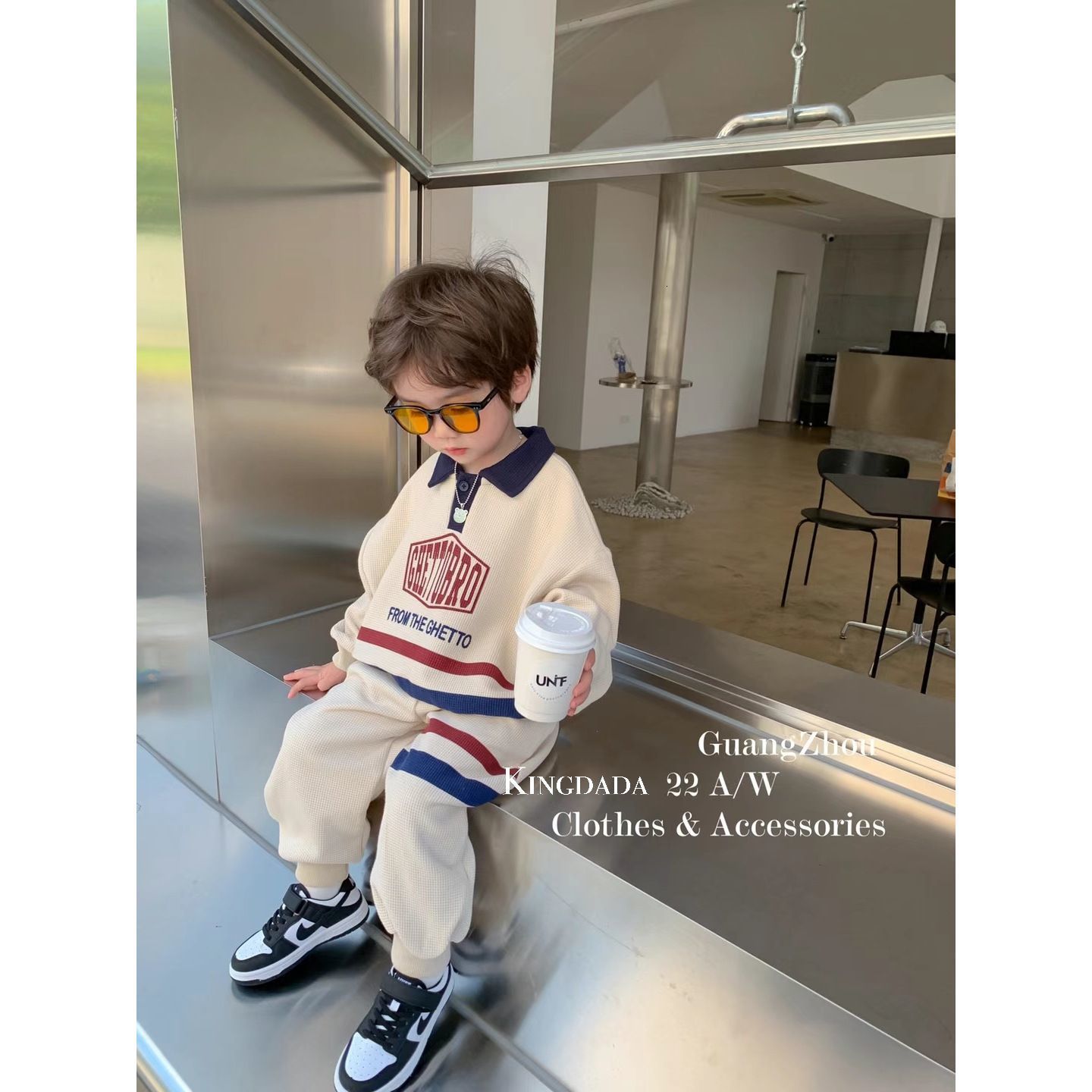 Clothing Sets Korean Kid Set Baby Boy Suit 2023 Spring Autumn Fashion Letter Print Girls 2pcs Outfits Clothes Lapel Cotton Sweater Pant 230814