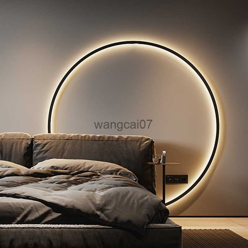 Wall Lamps Modern Minimalist Led Rings Wall Lamp USB Living Room Background Wall Sconce Lighting Creative Beside Wall Light Bedroom Fixture HKD230814