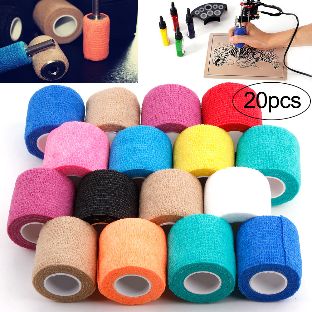 Other Tattoo Supplies 161020Pcs Tattoo Bandage Disposable Sport Wrap Tape Self Adhesive Elastic Bandage Tape Tattoo Permanent Make up Accessories 2308