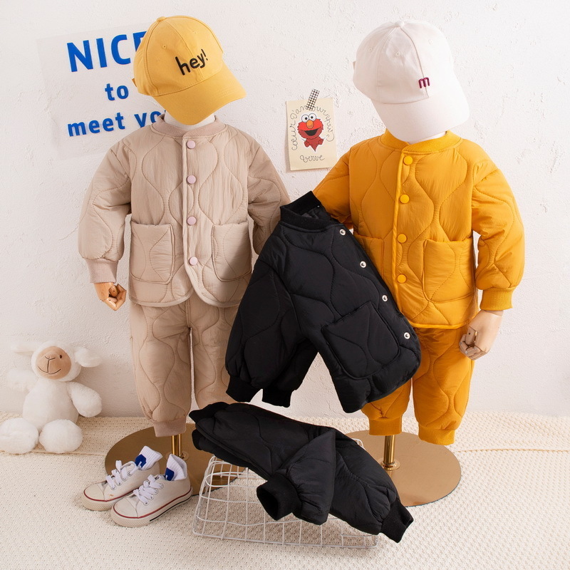 Clothing Sets Winter Kids Boys Girls Cotton Children Warm Tracksuit Toddler Sportsuit Solid Outfits 1 5 Years Baby Suits 230814