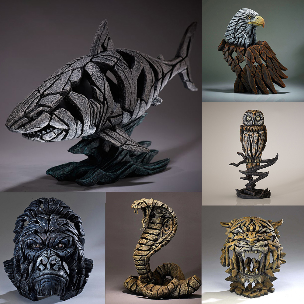 Decorative Objects Figurines Contemporary Nordic Style Scul Animal Sculpture Collection Lion Tiger Bust By of Edge Scenes Home Decore Tools 230812