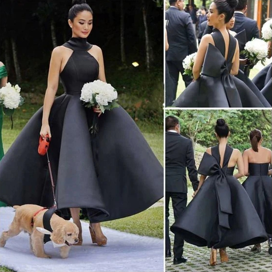 Big Bow Bridesmaid Dresses Muslim Arabic Summer Country Garden Wedding Party Guest Maid Of Honor Gowns Plus Size Custom Made 6660312