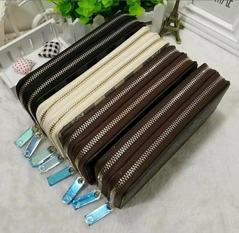 2023 Double zipper Wallets Mens Leather Wallet Holders For Brown flower women Purse Monograms Luxury Purses Cross Body Wallets Zipper Coin fashion Purse
