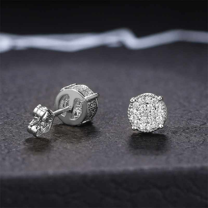 Round Cut Dia Encrusted Hip Hop Stud Earrings - Premium Quality Design for Both Genders