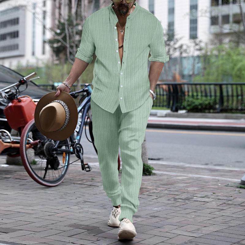 Men's Tracksuits Spring Autumn Casual Two Piece Sets Long Sleeve Tops And Pants Suit 2023 Fashion Stripe Outfit Men Streetwear