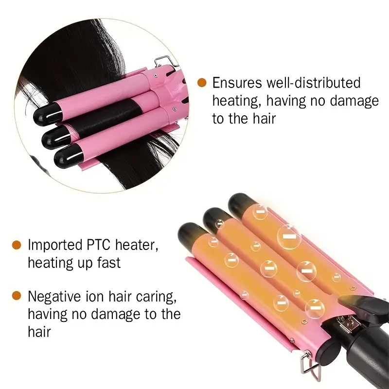 25mm Professional Three Barrel Curling Iron Wand Electric Ceramic Wand Curling Iron Hair Styling Tool